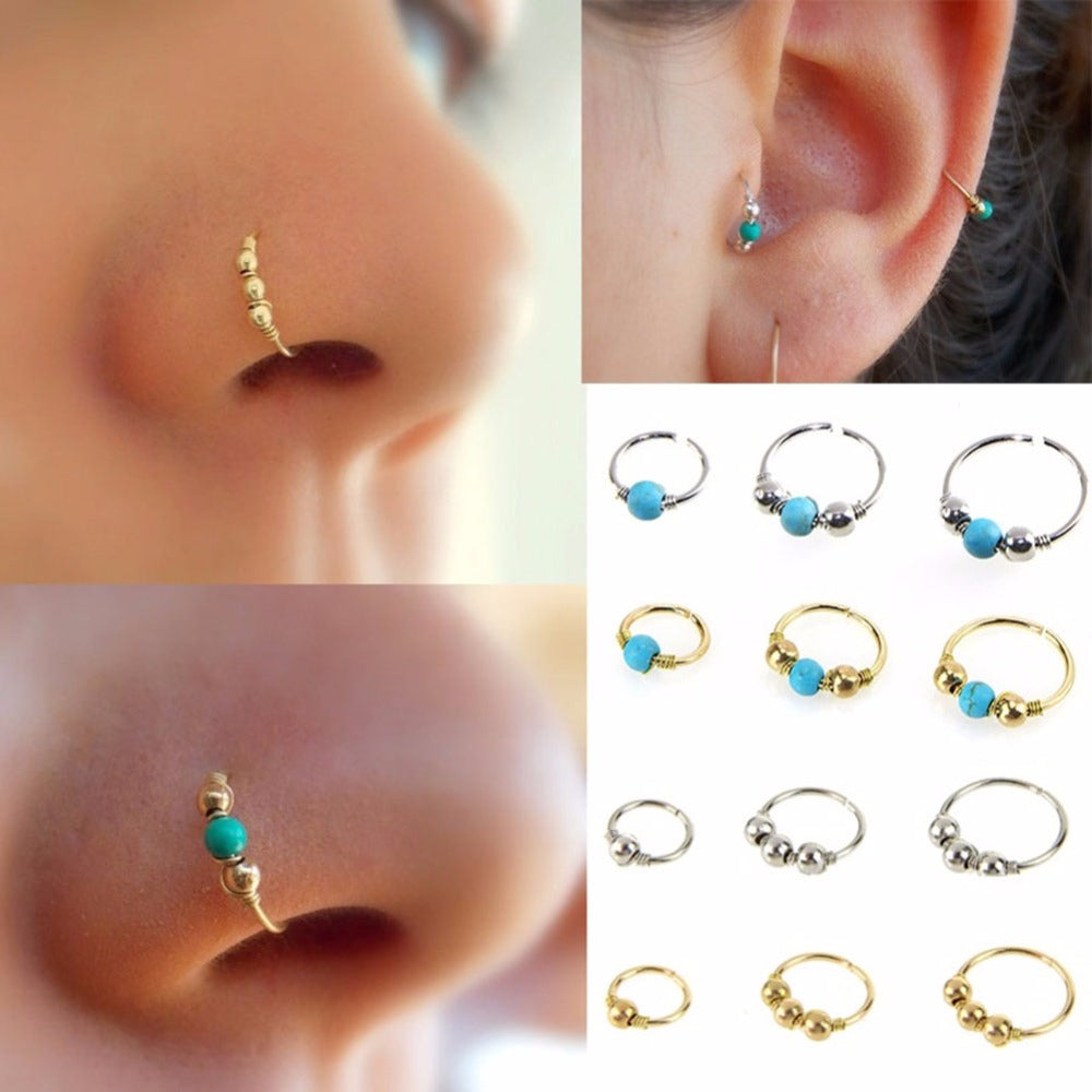 Pinestone thread nose ring