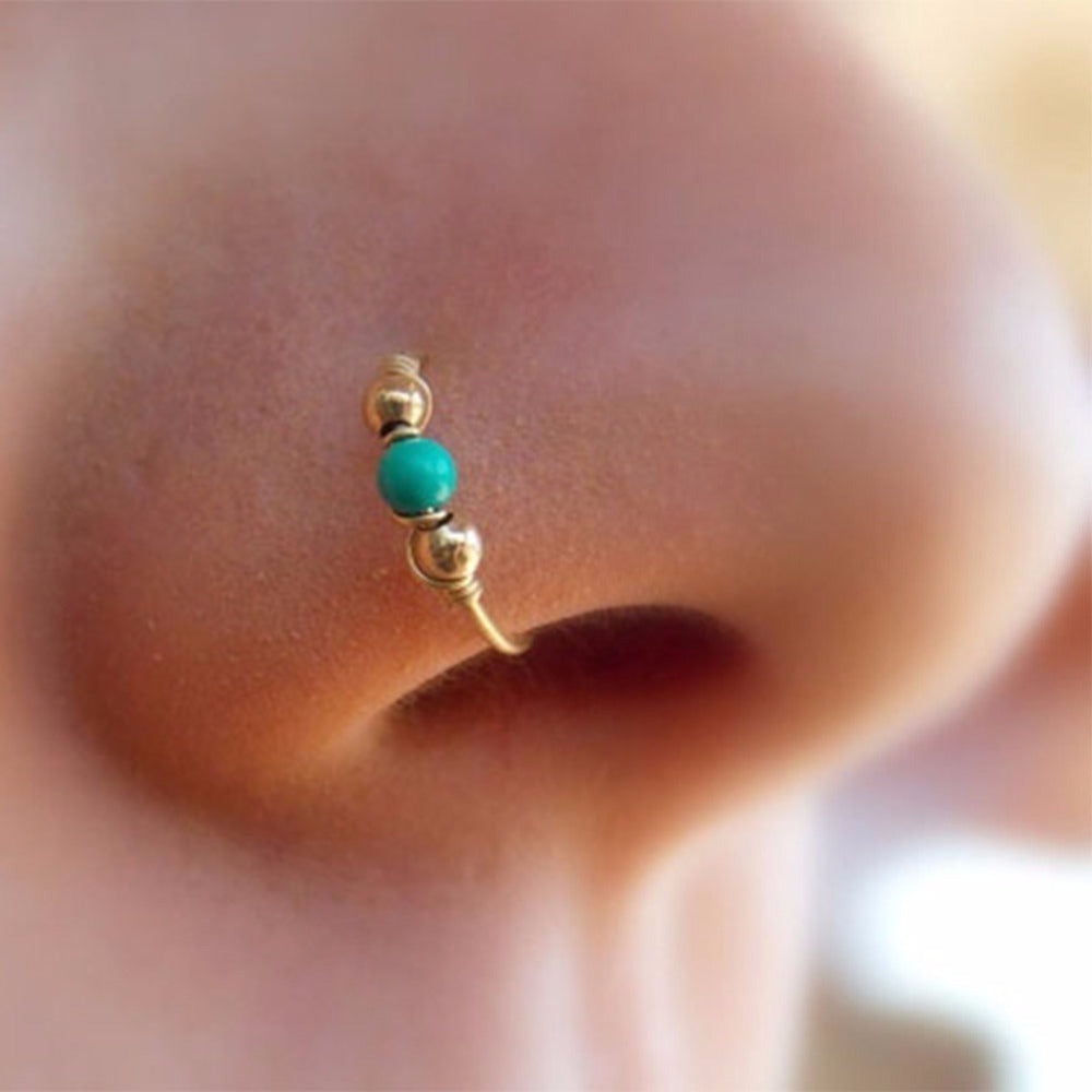 Pinestone thread nose ring