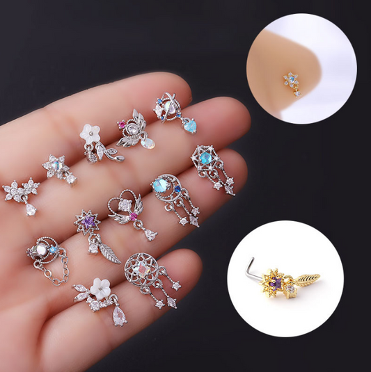 Nose Stud Flower European And America Piercing Ear Stud Nose Ring