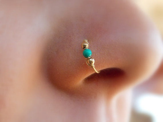 Pinestone thread nose ring