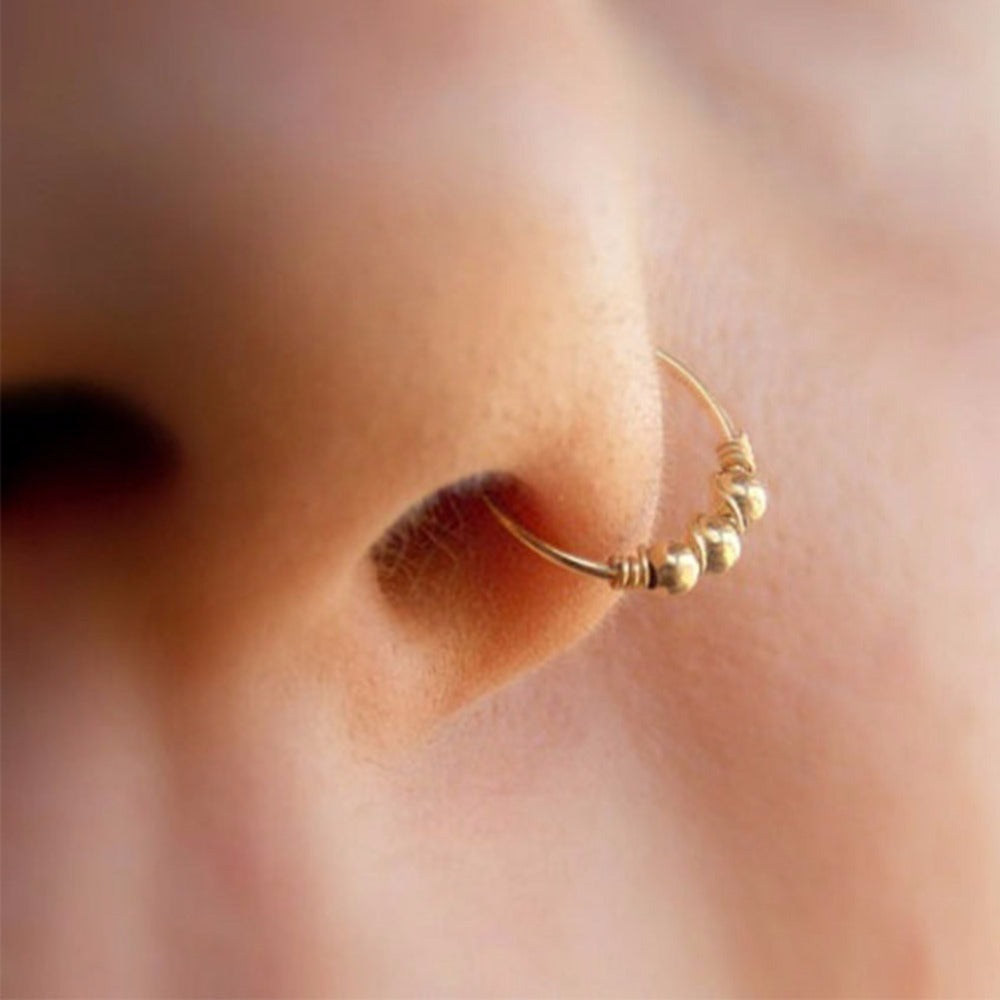 Pinestone thread nose ring