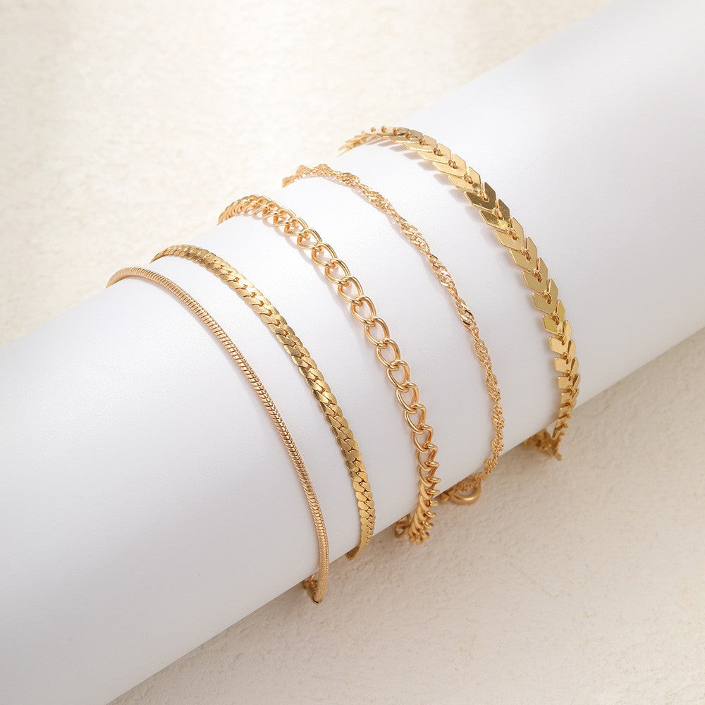 Simple Metal Multi-layer Bracelet Six-piece Set