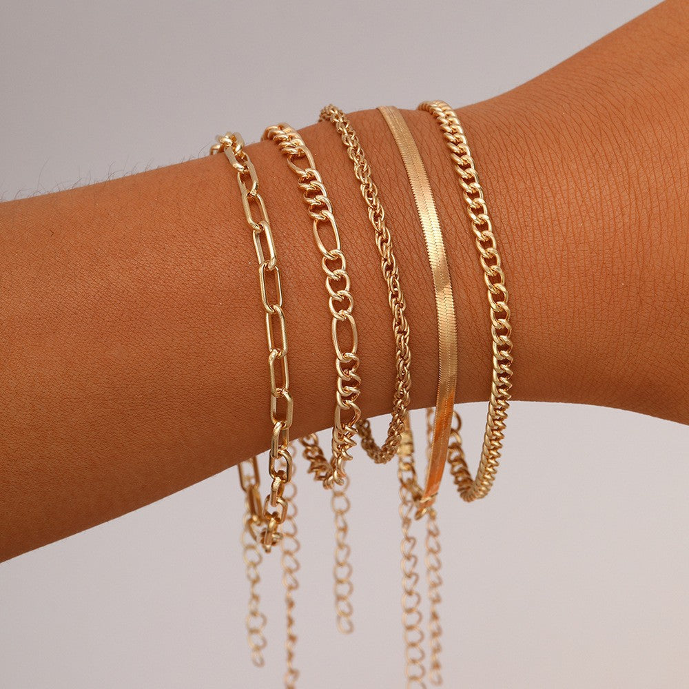 Simple Metal Multi-layer Bracelet Six-piece Set